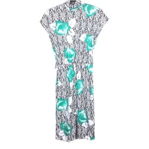 Vintage mocked neck zebra print floral patterned dress size 3/4